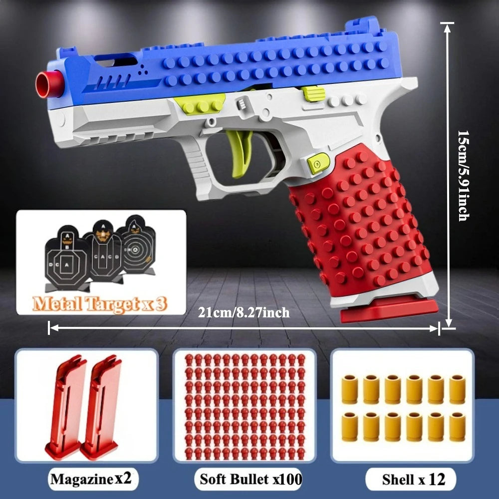 Building Block Toy Gun with Continuous Firing Blowback Action