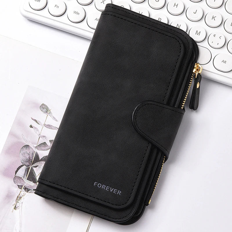Adorable Highland Cow Long Wallet with Zipper Closure
