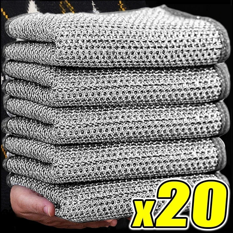 Double-Layer Steel Wire Cleaning Cloths for Kitchen