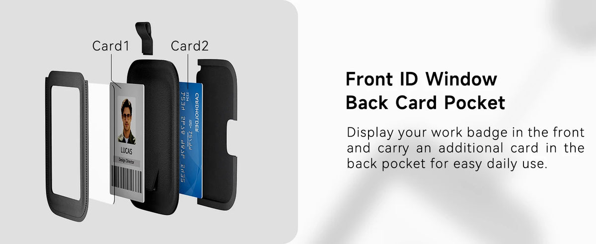 Premium Leather ID Card Holder with Adjustable Lanyard
