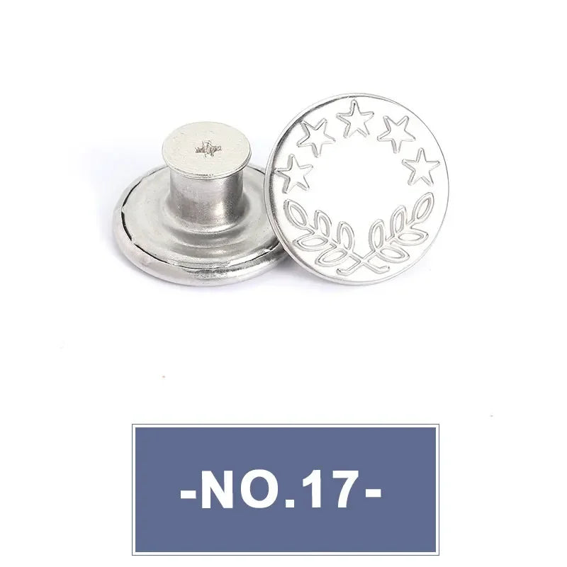 No-Sew Replacement Jeans Buttons - 17mm Metal Snap Buttons
