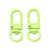 A pair of bright lime green alloy lobster clasp hooks for DIY jewelry making.