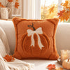 Set of 2 Autumn Pumpkin Throw Pillow Covers with 3D Jacquard Design