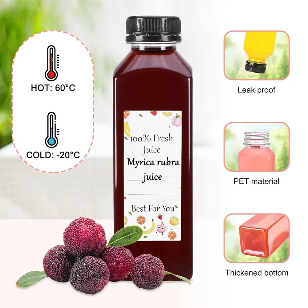 Clear Reusable Juice Bottles with Cleaning Brush and Funnel