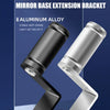 A silver and black aluminum alloy mirror base extension bracket shown in a close-up view.