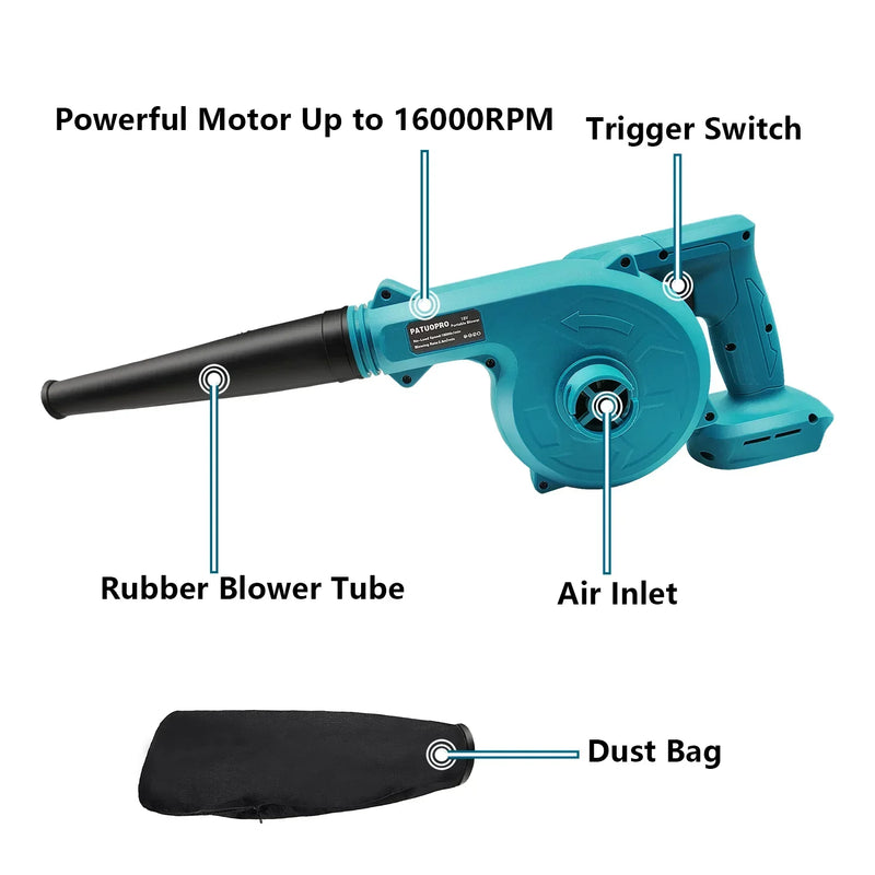 Cordless 18V Leaf Blower with Adjustable Nozzle