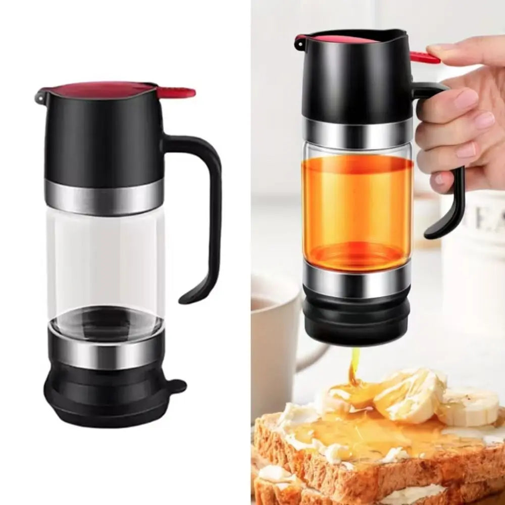 Clear Glass Honey Dispenser with Press-Top Lid