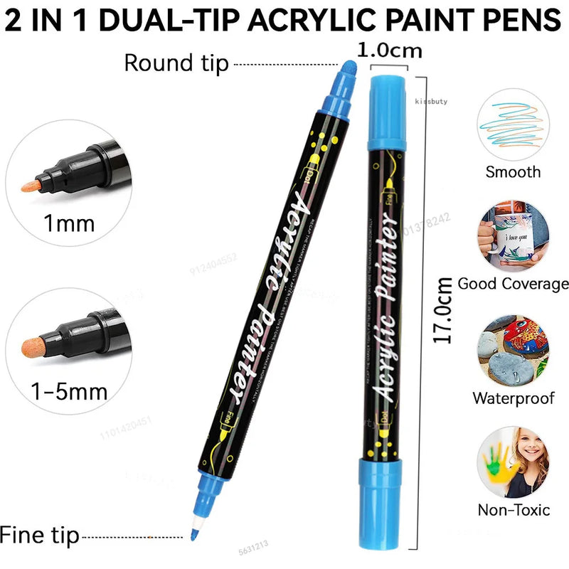 Rotuladores de Pintura Acrílica de Punta Dual - Set de 36 Colores
