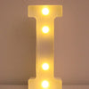 A glowing yellow LED letter I night light shaped like the letter I.