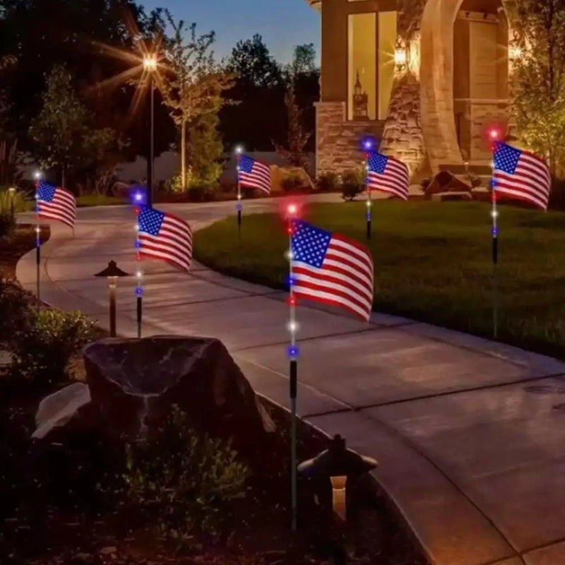 Solar-Powered American Flag Stake Lights (8-Pack)