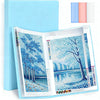 A diamond painting storage book with 30 clear pockets shown open next to a blue and pink color swatch.