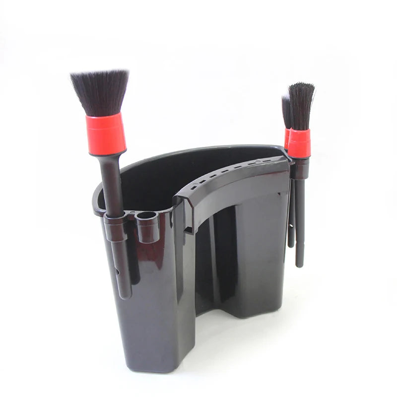 Black universal bucket organizer caddy with two paintbrushes for storing car detailing tools