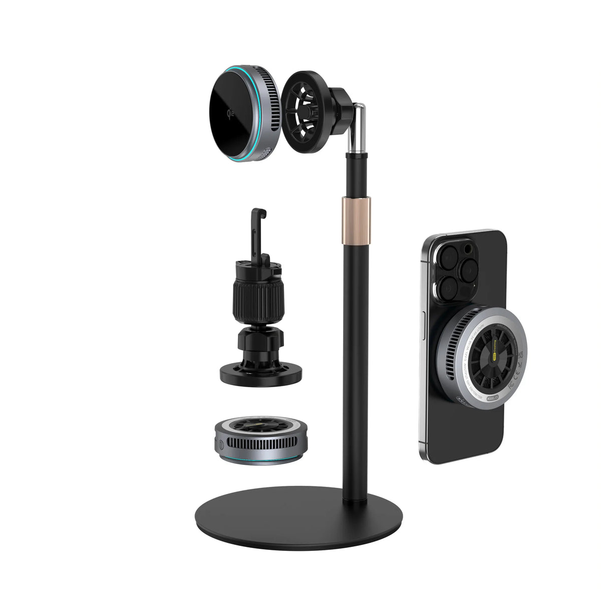 Magnetic Wireless Charger with Semiconductor Cooling and RGB Lights