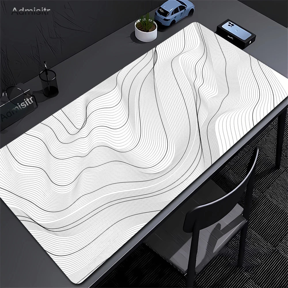 Large Abstract Desk Mat with Stitched Edges