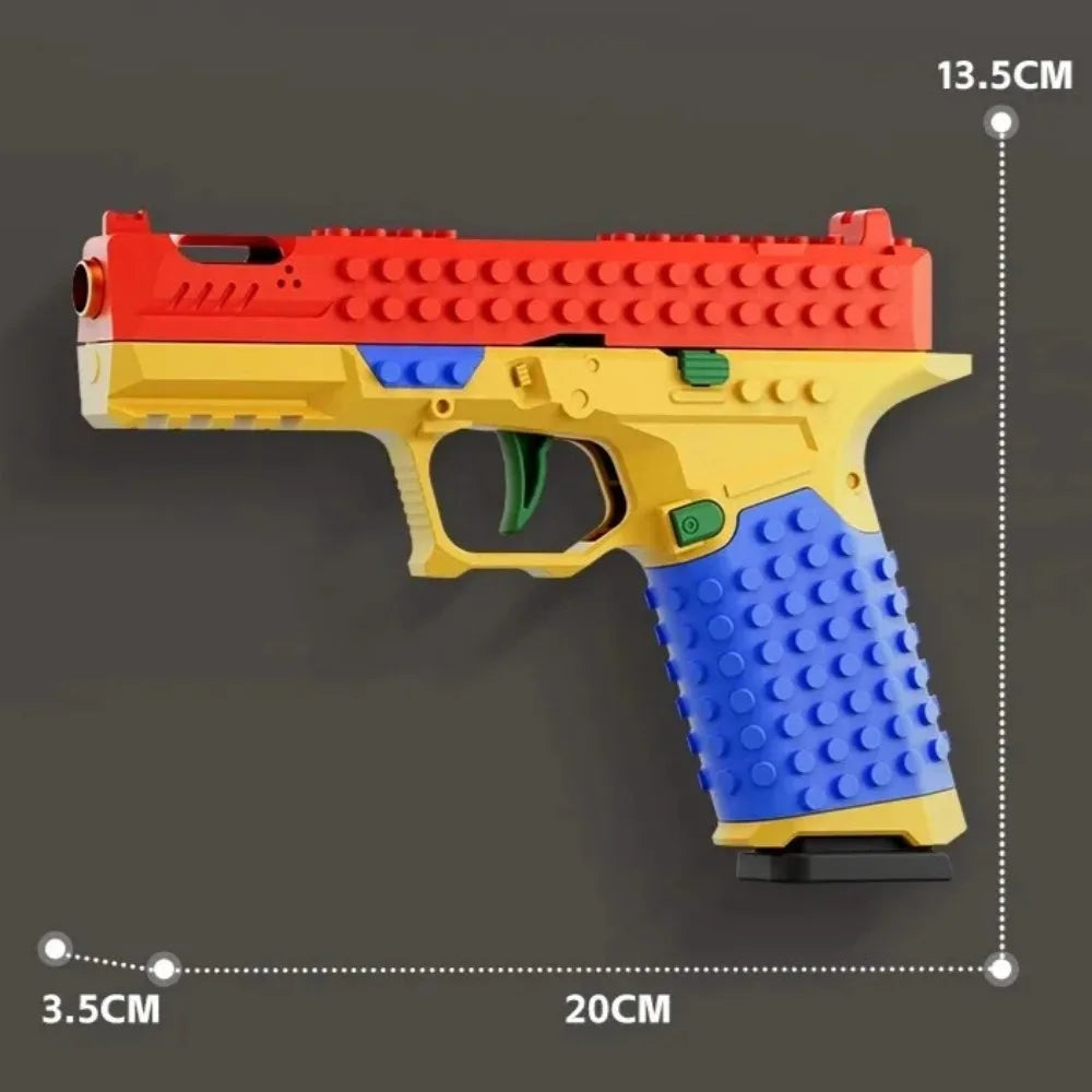 Building Block Toy Gun with Continuous Firing Blowback Action