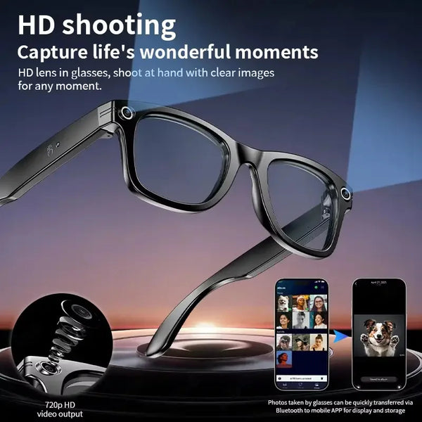 Lunettes connectées IA avec caméra & Bluetooth