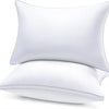 A white luxury goose down and feather pillow with a 100% cotton cover.