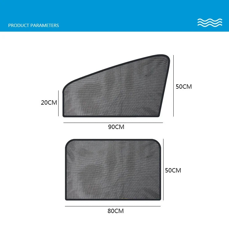 Magnetic Mesh Car Window Sunshade Set – UV Protection & Privacy