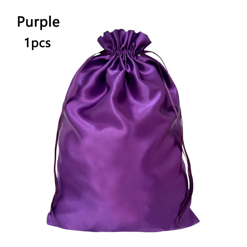 Satin Wig Storage Bags with Drawstring Closure