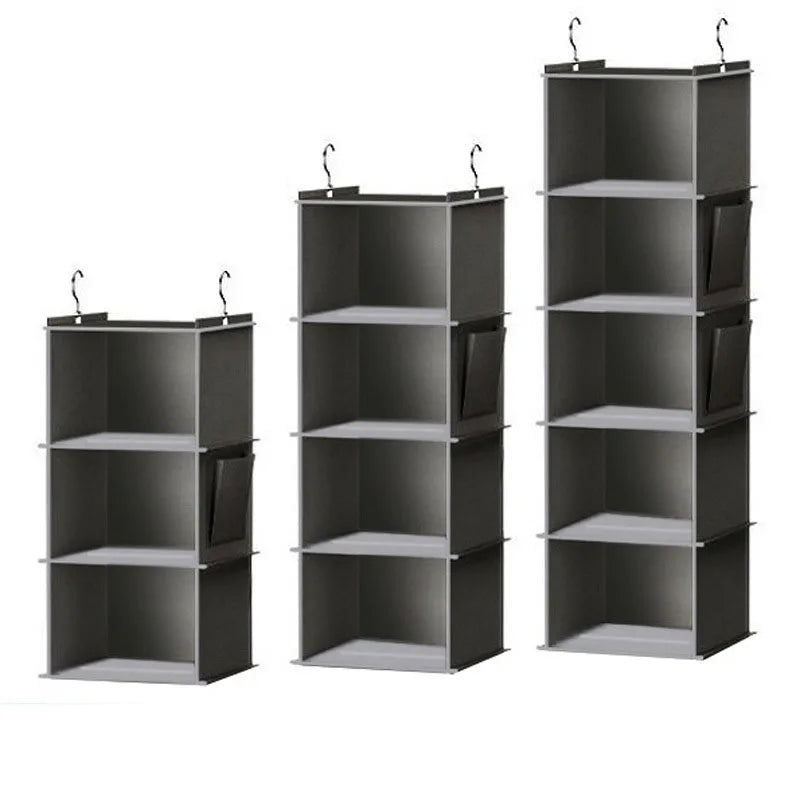Foldable Hanging Closet Organizer with Multi-Tier Storage and Side Pockets