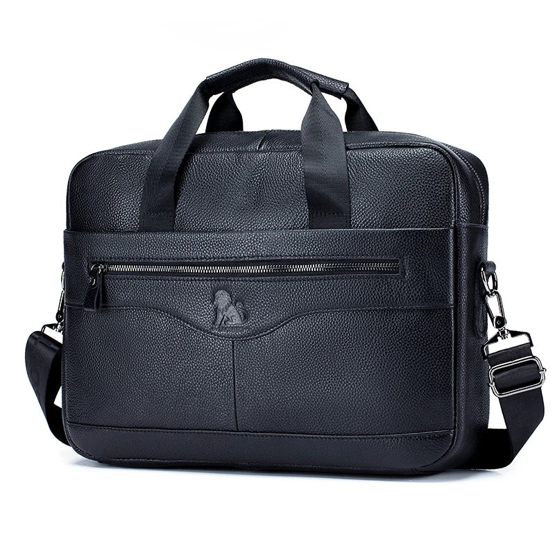Genuine Leather Laptop Briefcase for Men – 14" Retro Cowhide Bag