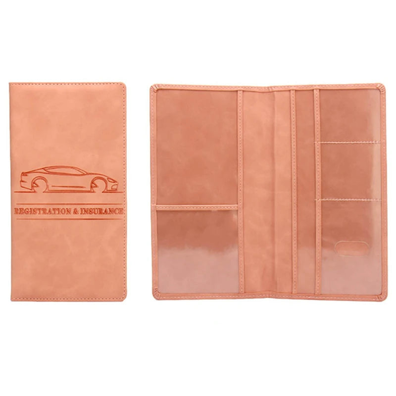 Premium PU Leather Car Document Organizer with Card Slots