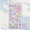 A sheet of 3D jelly stickers featuring cute cartoon animals and a ghost rabbit design.