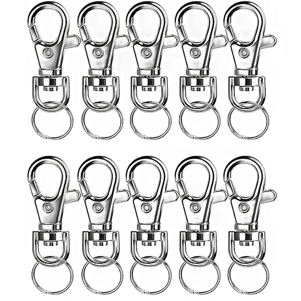 Silver Swivel Snap Hooks with Key Rings (20-Pack)