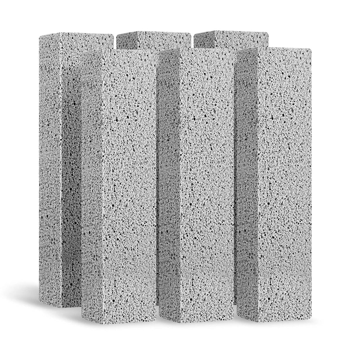 A row of gray pumice stone cleaning sticks for removing tough stains.