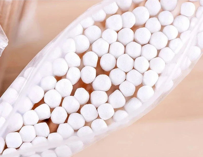 Transparent Cotton Swab & Toiletry Storage Box with Bamboo Lid