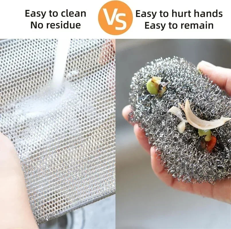 Double-Layer Steel Wire Cleaning Cloths for Kitchen