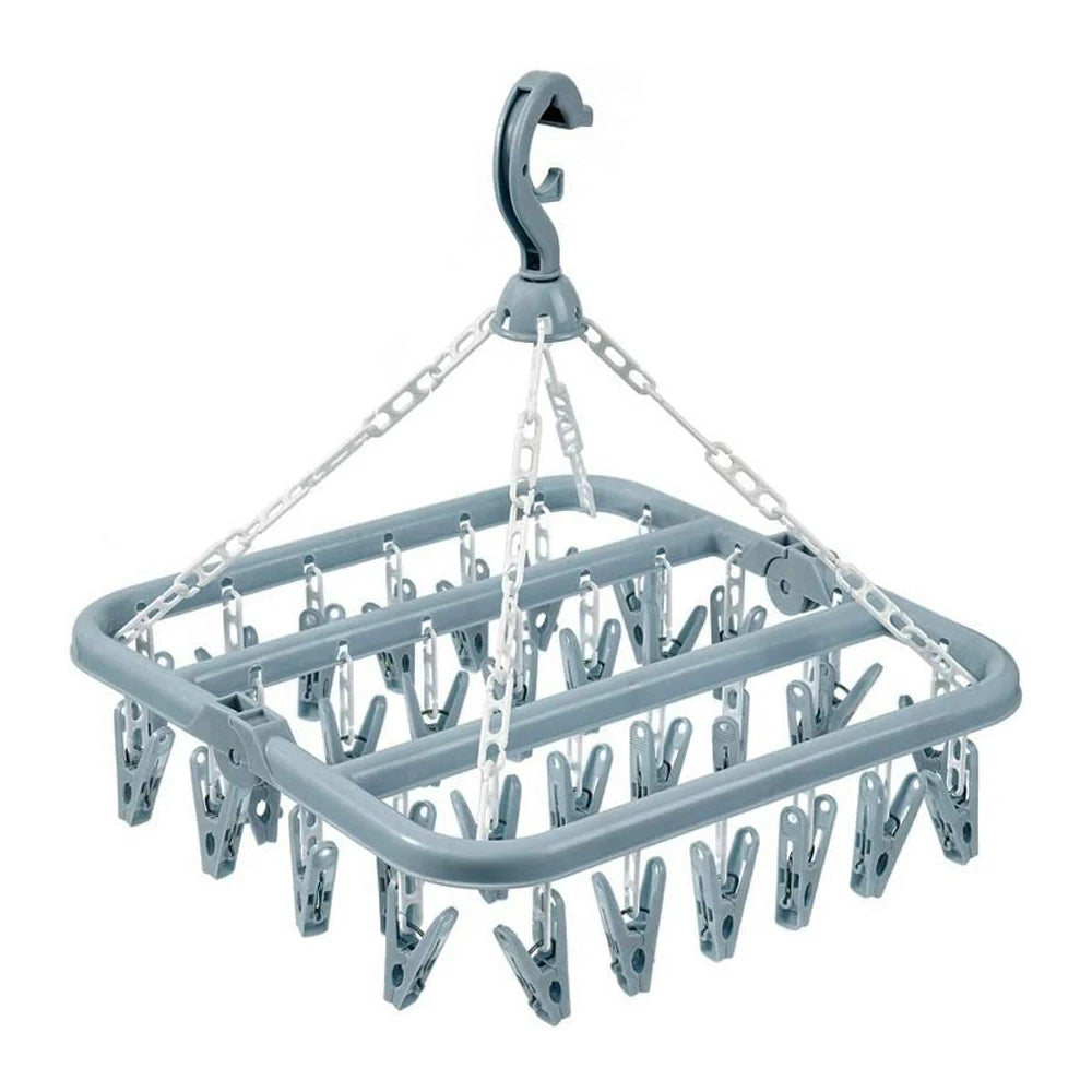 Foldable Laundry Drying Rack with 32 Clips