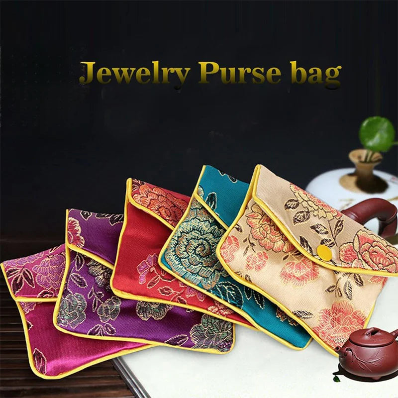 Embroidered Brocade Jewelry Pouches (Set of 6)