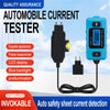 A blue automotive current tester device with a black connector and cable is shown against a white background.