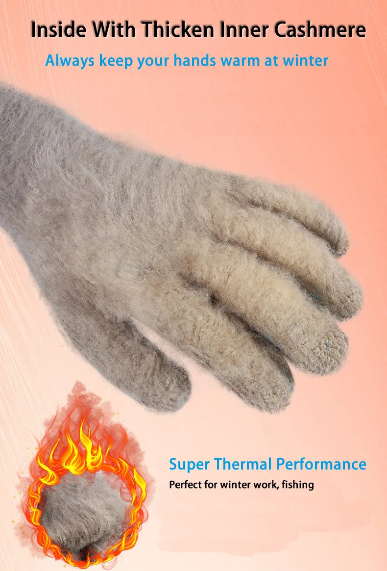Winter Waterproof Thermal Work Gloves with Anti-Slip Latex Grip