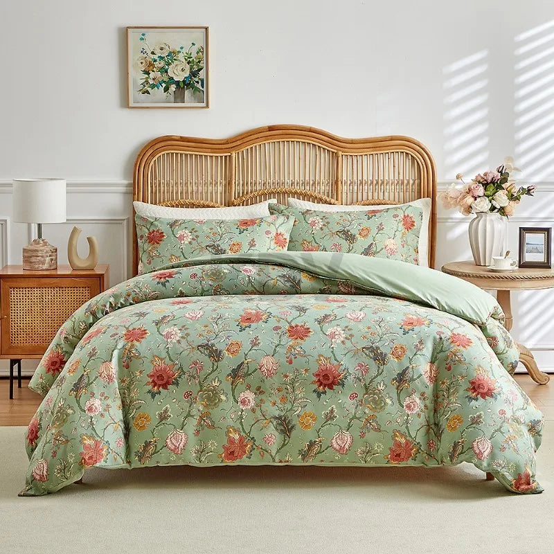 Vintage Floral Duvet Cover Set with Pillowcases