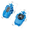 Blue Beyblade Burst BX Series Gyro Launcher Accessory for Kids shown with dimensions.