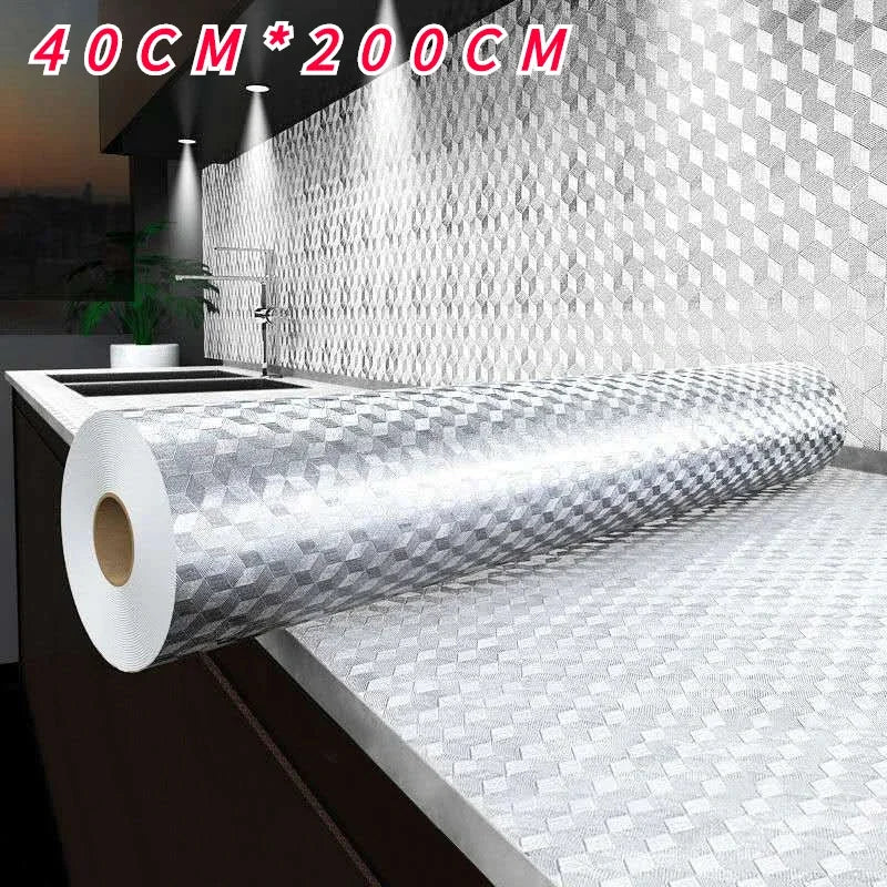 Roll of heat-resistant oil-proof kitchen stove backsplash sticker with a diamond pattern
