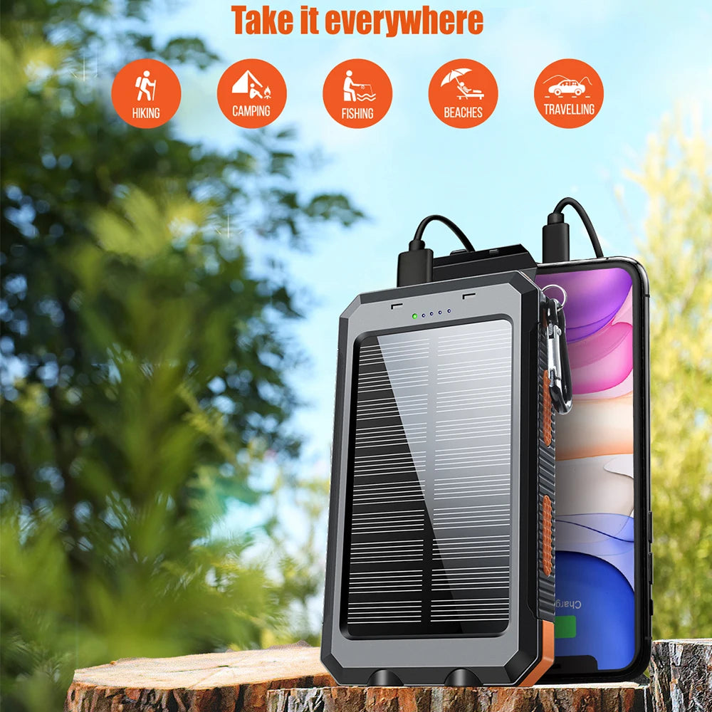 10000mAh Solar Power Bank with Dual USB and USB-C Output