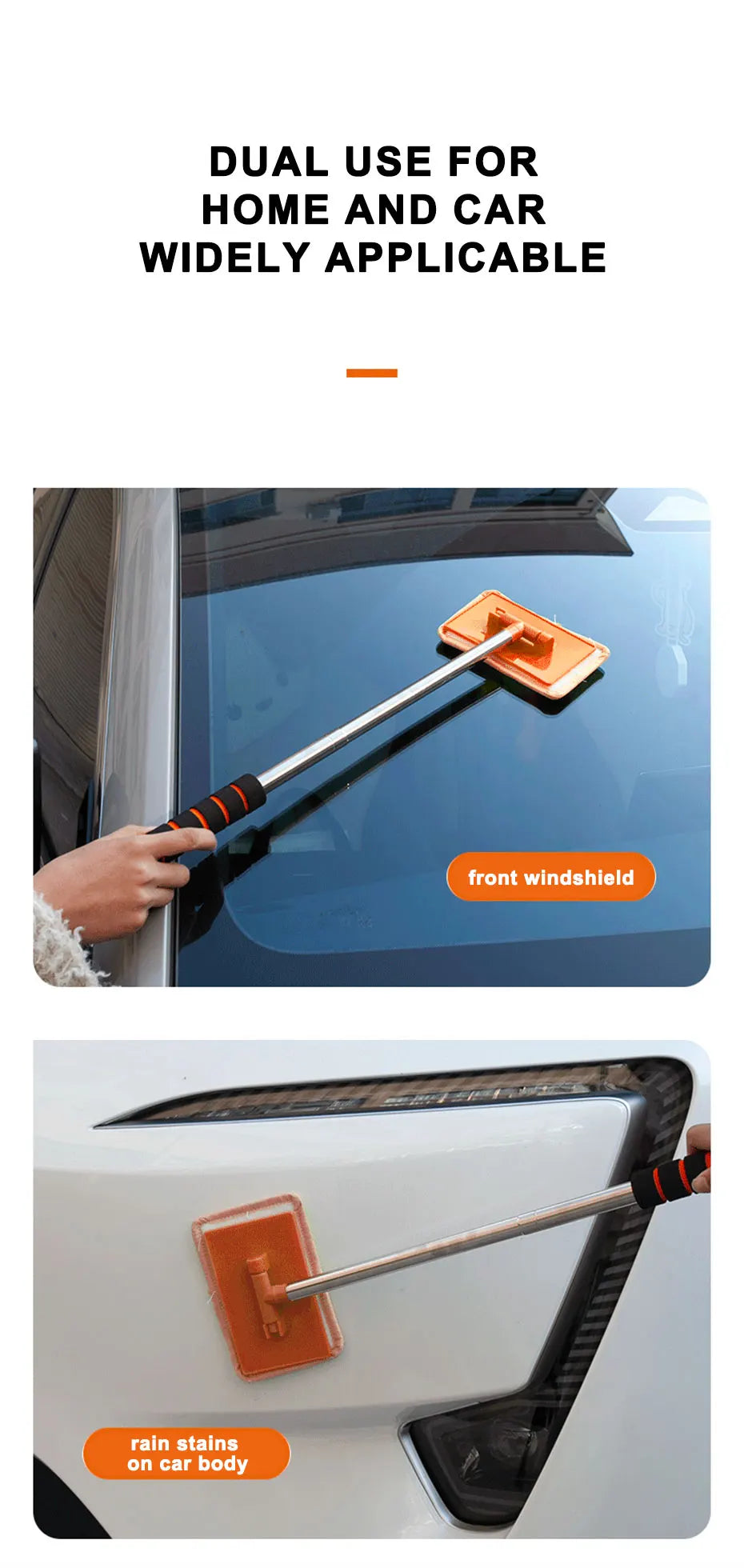 Telescopic Windshield Cleaning Brush with Soft Absorbent Head