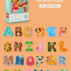A set of 26 cartoon letter magnets and stickers for children, featuring capital letters and animals.