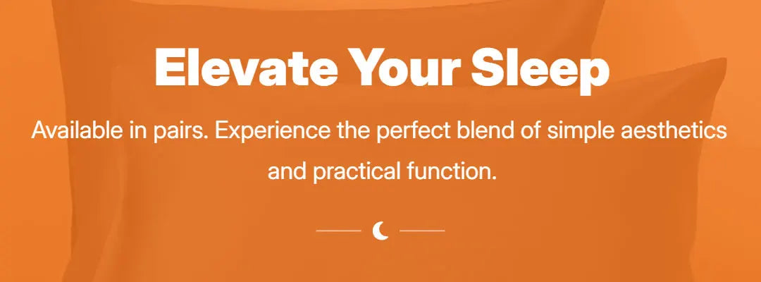 Orange pillow covers available in pairs, emphasizing simple aesthetics and practical function.
