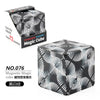 A black and white magnetic magic cube puzzle shown in packaging and as a physical product.