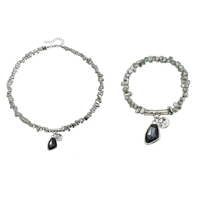 Elegant Crystal Pendant Necklace & Bracelet Set
