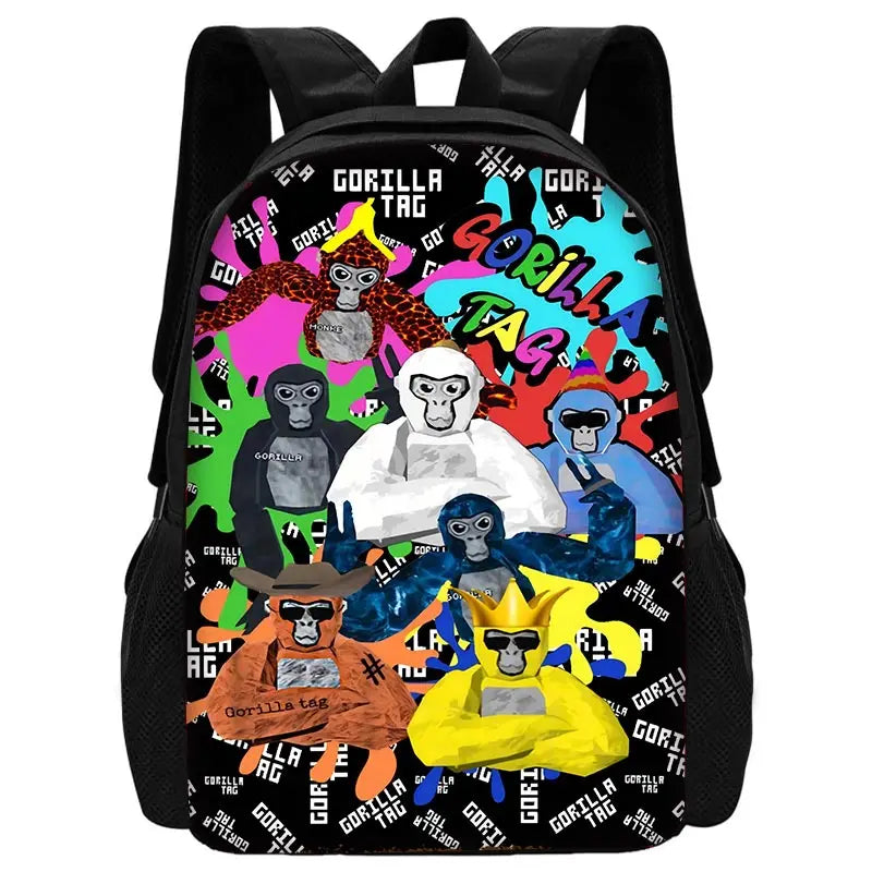 Cartoon Gorilla Kids School Backpack Set with Lunch Bag and Pencil Case
