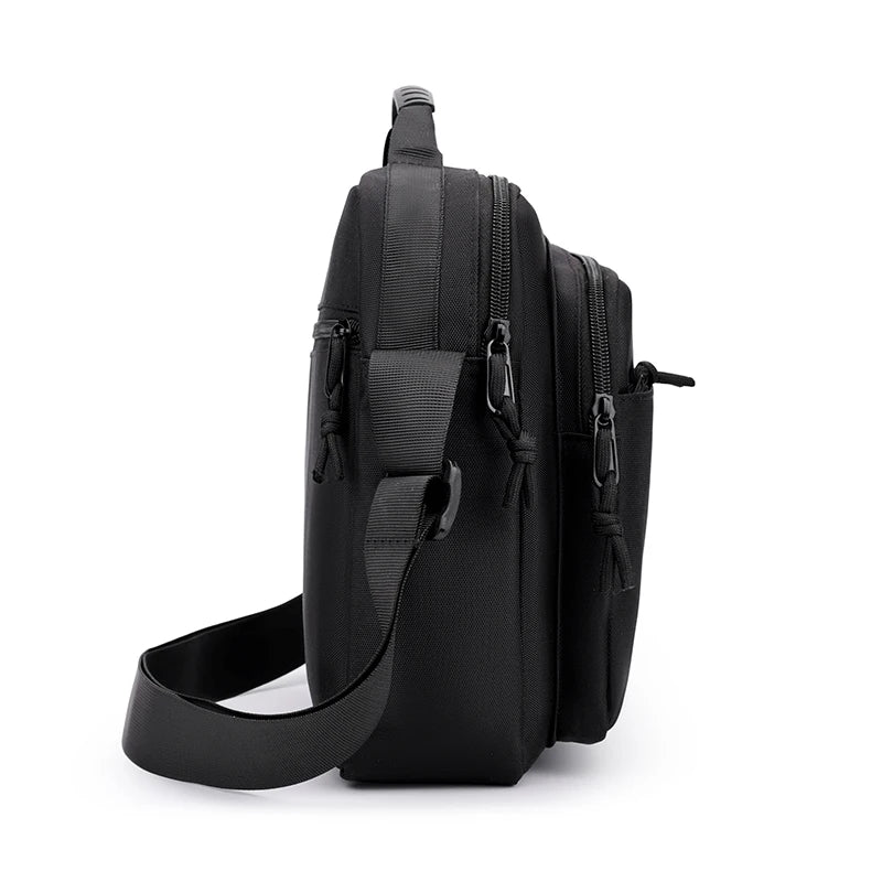 Schwarzes, langlebiges, wasserdichtes Herren-Business-Etui mit gepolstertem Deckel und Trageriemen