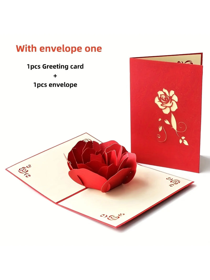 3D Pop-Up Birthday Rose Card with Envelope