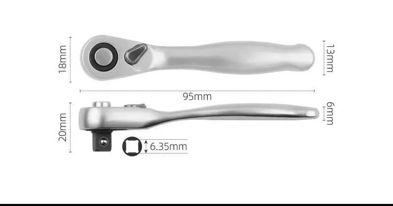 Compact 2-in-1 Ratchet Wrench with Socket and Bit Drives