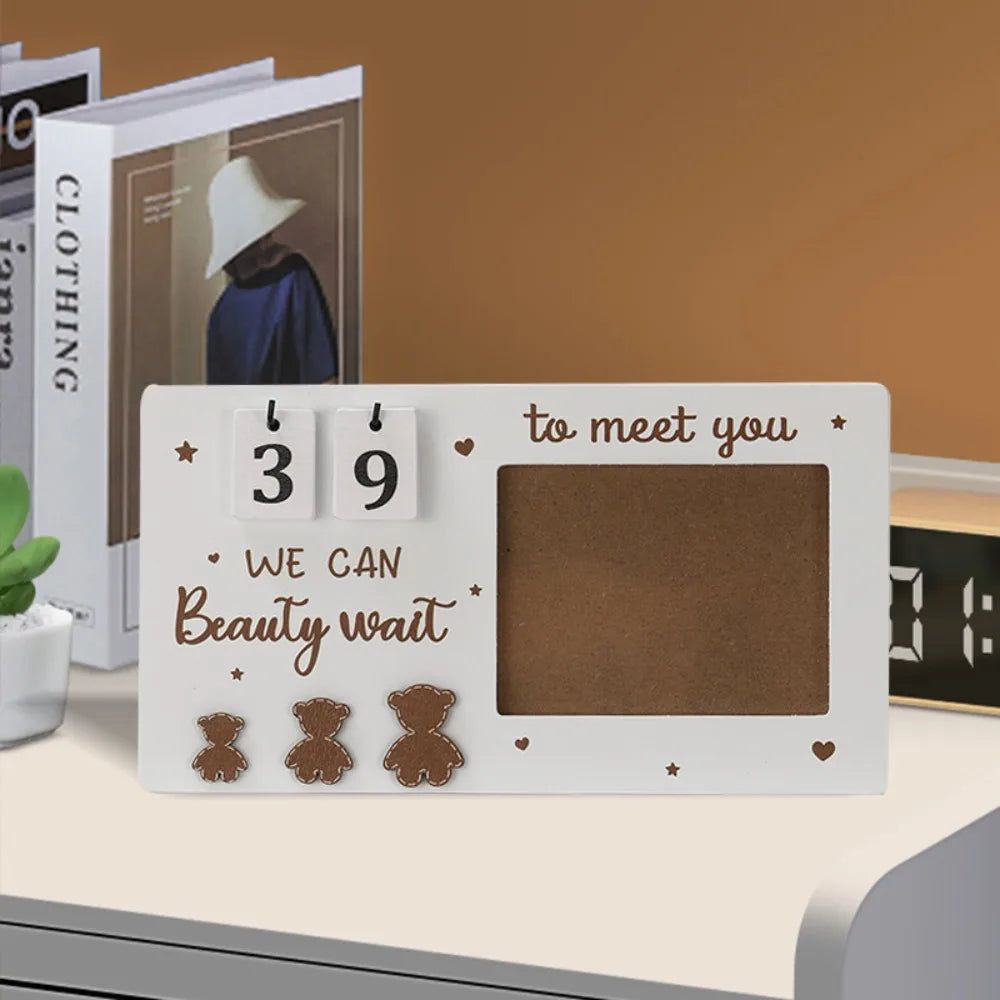 Wooden Pregnancy Countdown Picture Frame with Ultrasound Slot