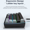 Ergonomic design layout of a mini 61-key wired mechanical keyboard with curved keycaps.